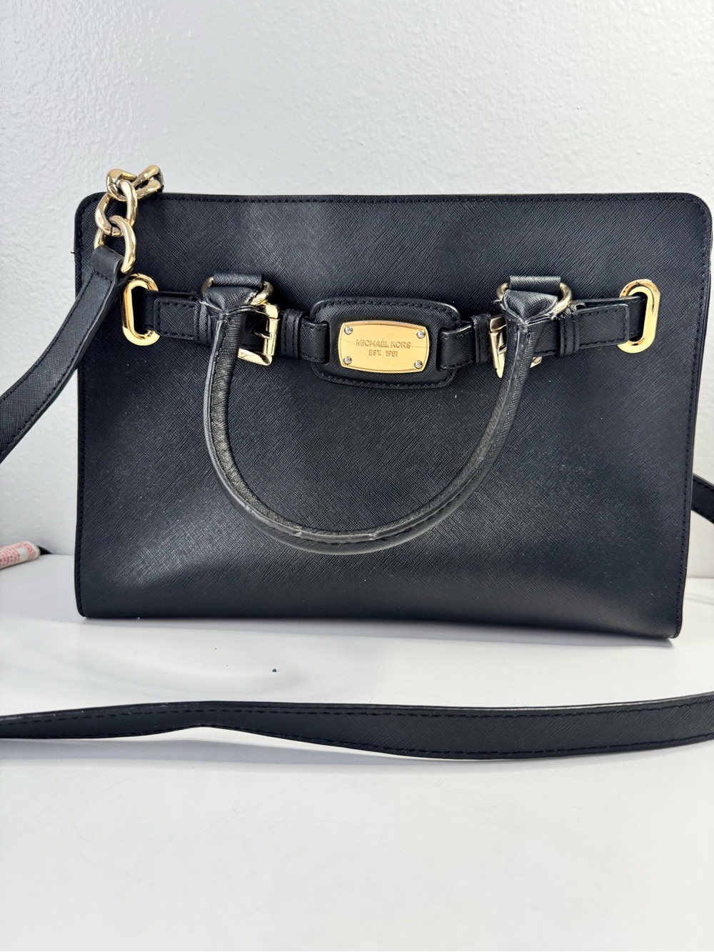 Michael Kors Black Saffiano Satchel Crossbody Bag